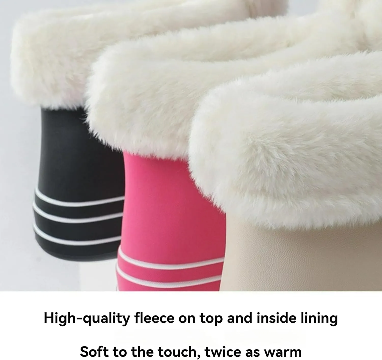 Fuzzy Parent-Child Slippers Furry Ankle Boots Cute Rabbit Ears Decor Soft Cozy Warm Waterproof EVA Sole Outdoor Fluffy Slippers Gift for Christmas