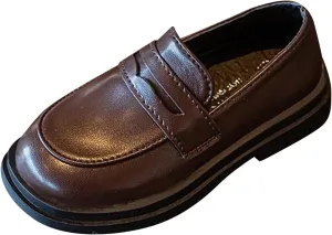 Generic Girls Platform Loafers Solid Color Slip on Leather Shoes School Unform Dress Shoes Non Slip Comfortable Shoes