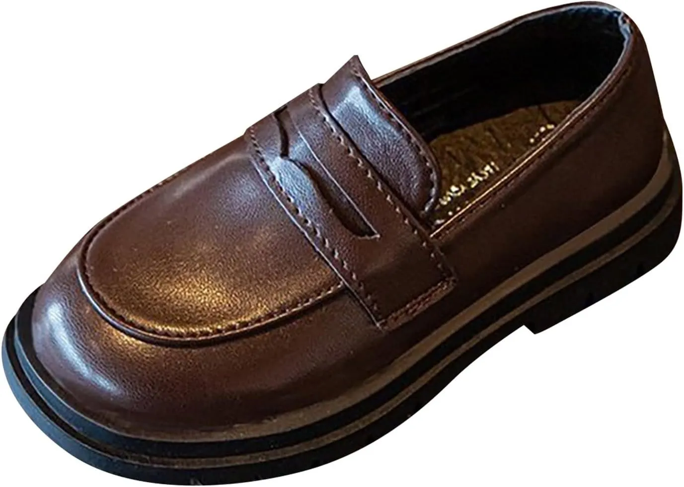 Generic Girls Platform Loafers Solid Color Slip on Leather Shoes School Unform Dress Shoes Non Slip Comfortable Shoes
