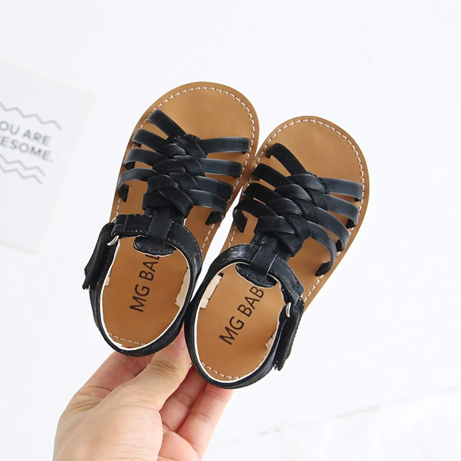 Girl Summer Cute Wrap Toe Sandals Toddler Soft Flat Beach Sandal Kids Lightweight Outdoor Indoor Holiday Shoes