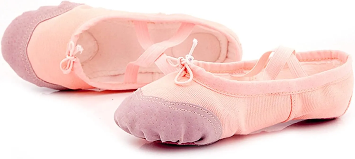 Girls Ballet Shoes Toddler Canvas Ballet Slippers Practice Slip On Dance Shoes for Boys/Little Kid/Big Kid/Women