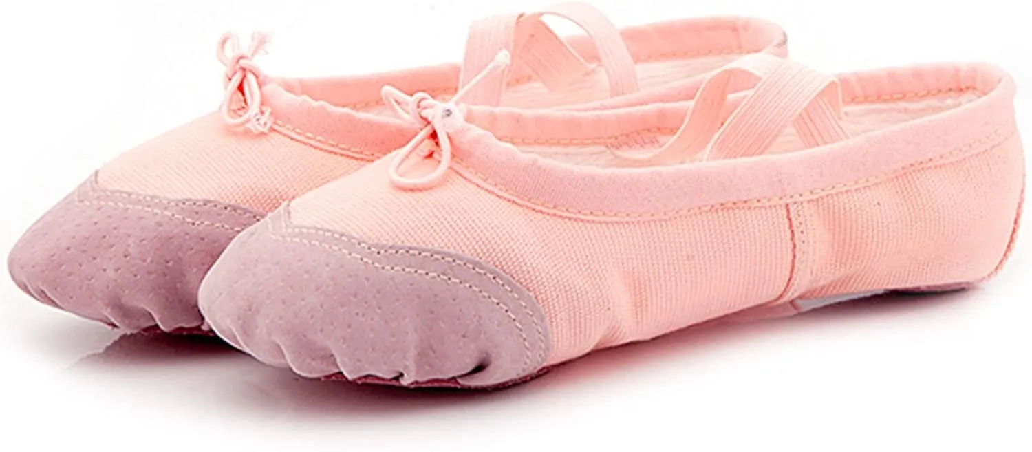 Girls Ballet Shoes Toddler Canvas Ballet Slippers Practice Slip On Dance Shoes for Boys/Little Kid/Big Kid/Women
