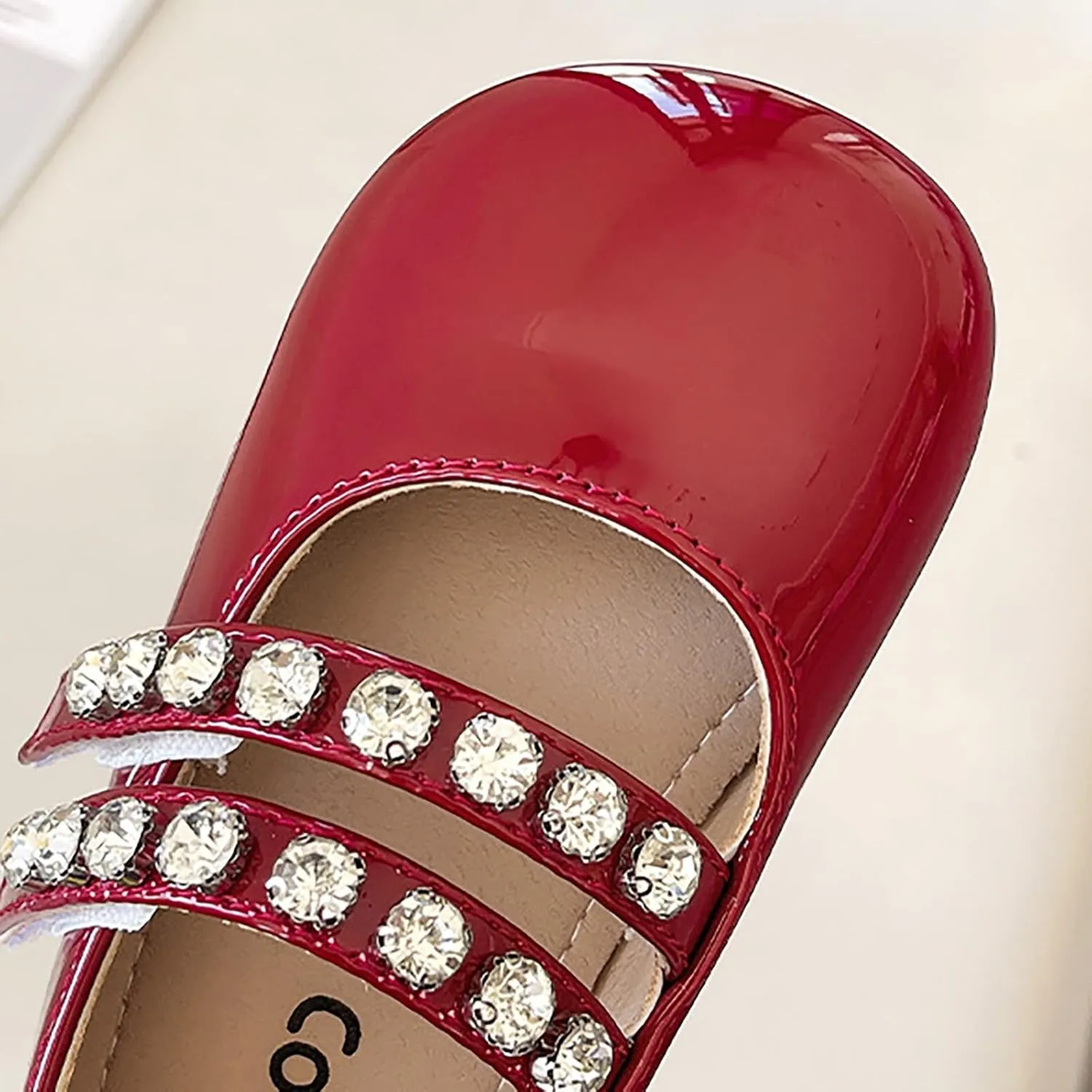 Girls Mary Jane Dress Shoes Pearl Toddler Little Girls Patent Leather Flats for Wedding Party School Princess Shoes