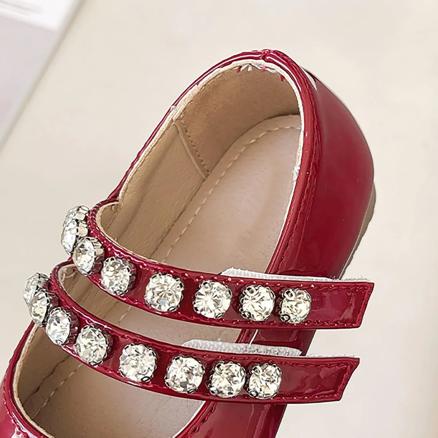 Girls Mary Jane Dress Shoes Pearl Toddler Little Girls Patent Leather Flats for Wedding Party School Princess Shoes