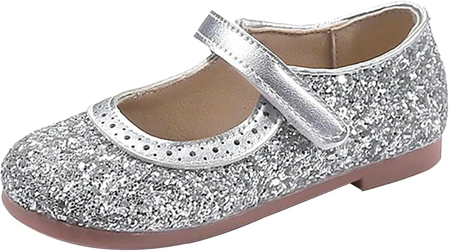 Girls Mary Jane Flats Kids Glitter Wedding Party Ballet Dress Shoes Uniform School Ankle Strap Sandals