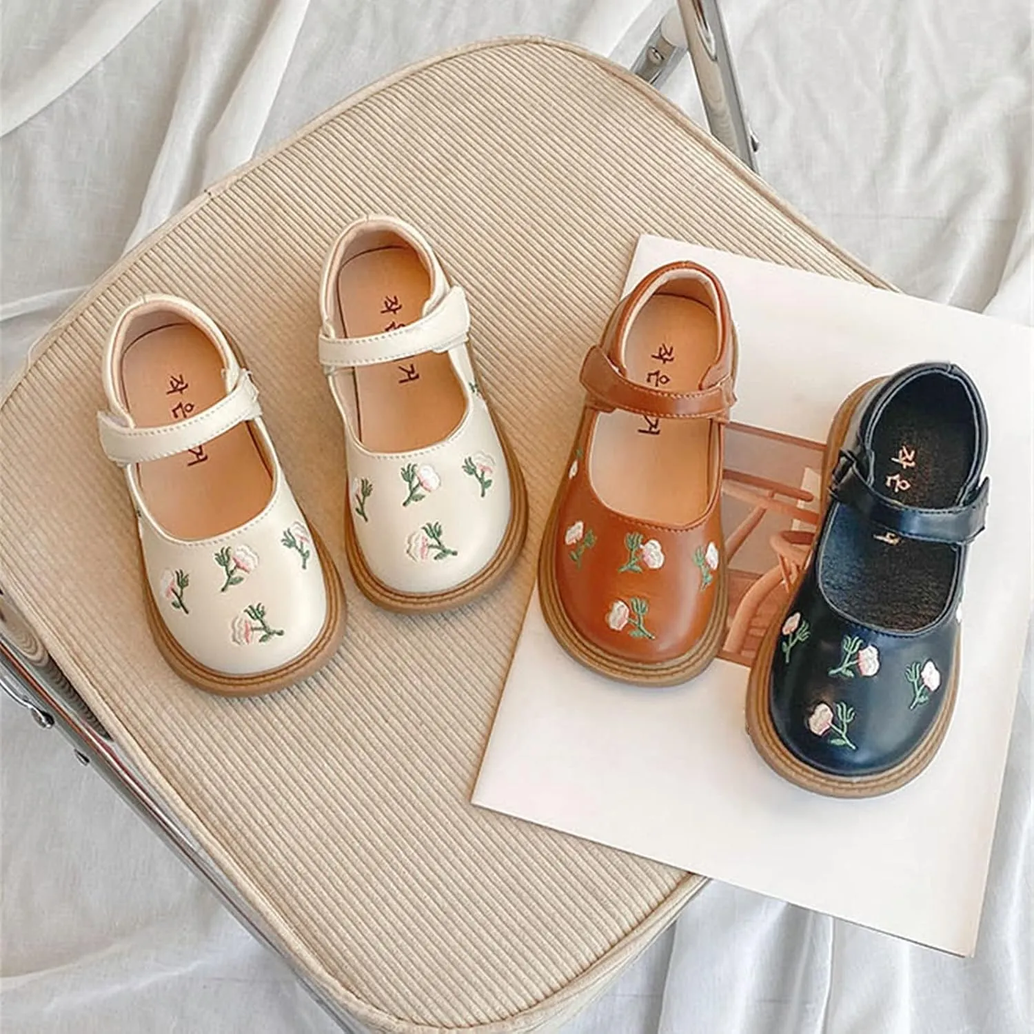 Girls Mary Jane Shoes Ballet Flats Toddler Ankle Strap Dress Shoes for School Wedding Party Uniform