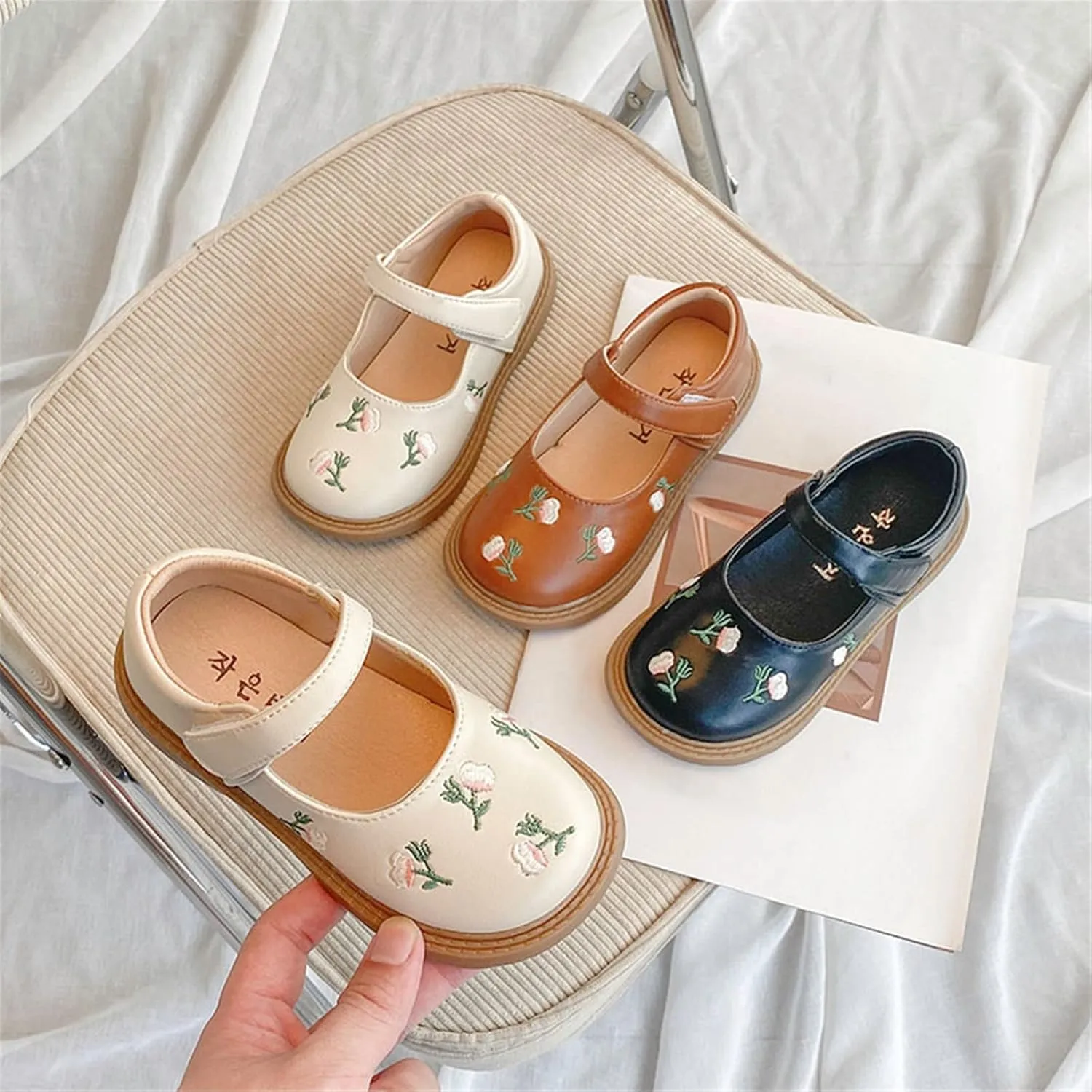 Girls Mary Jane Shoes Ballet Flats Toddler Ankle Strap Dress Shoes for School Wedding Party Uniform