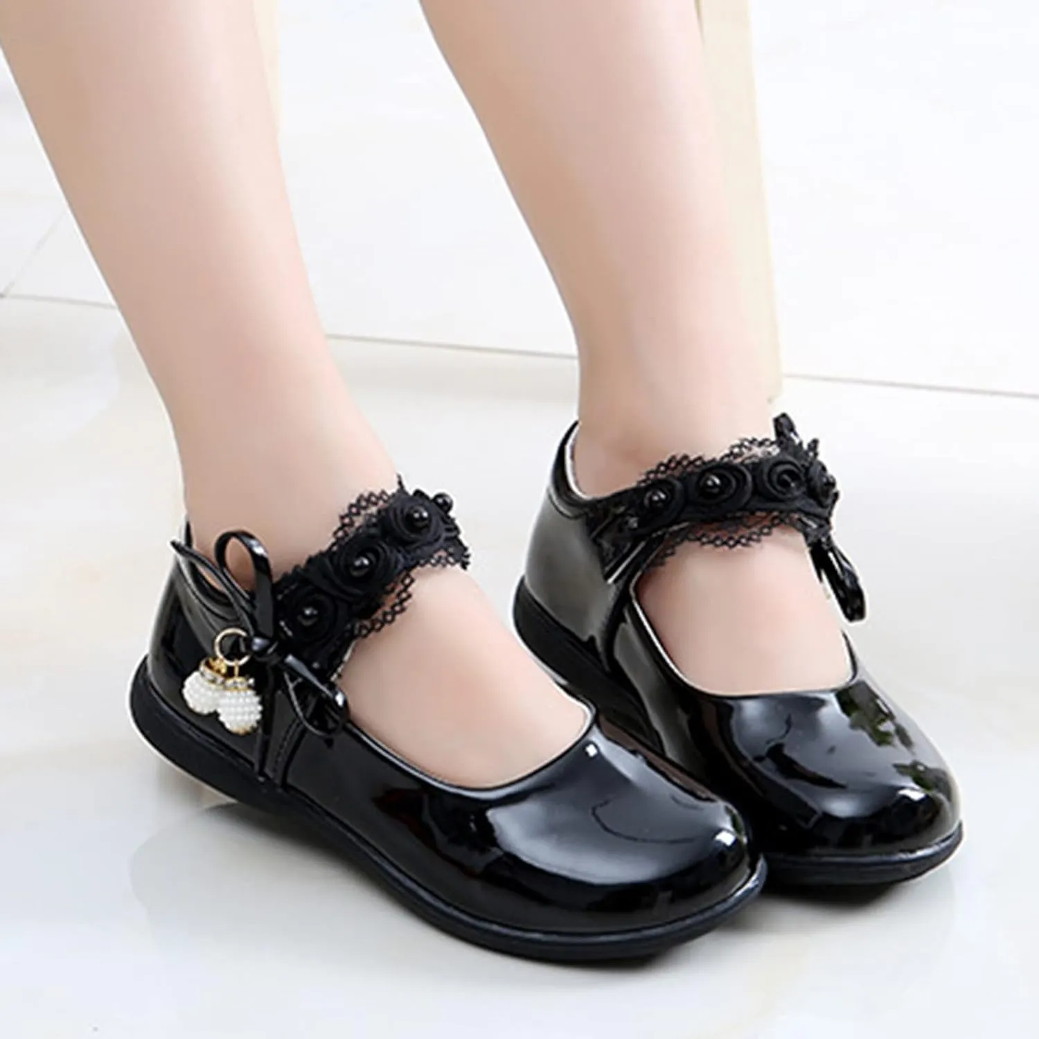 Girls Mary Jane Shoes School Kids Uniform Flat Ballet Strap Dress Formal Slip-On Shoes Performance Shoes Youth