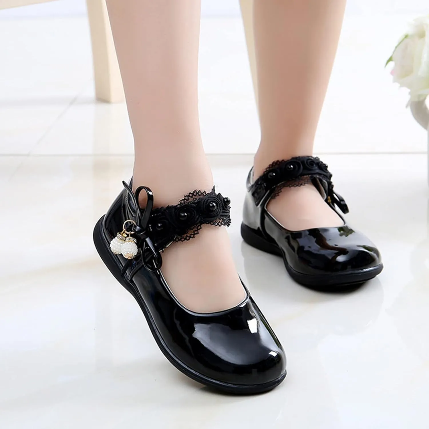 Girls Mary Jane Shoes School Kids Uniform Flat Ballet Strap Dress Formal Slip-On Shoes Performance Shoes Youth