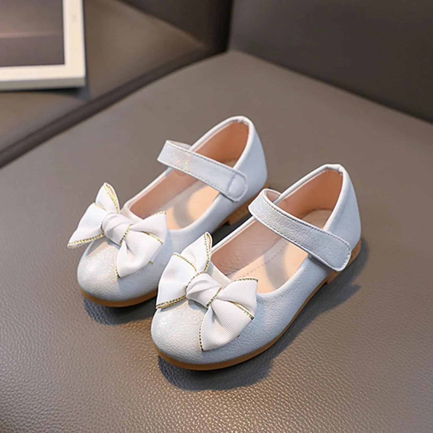 Girls Mary Jane Toddler Flower Girl Dress Shoes Little Girl Ballet Flats Bow Strap for Wedding Party School