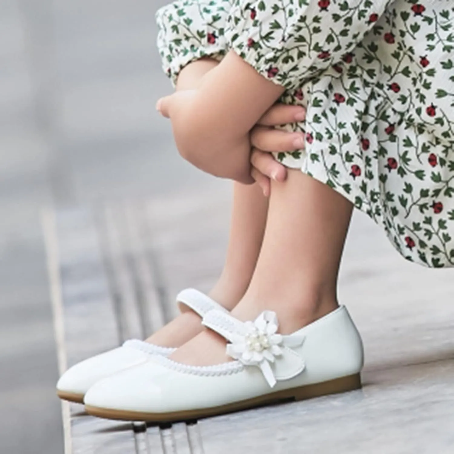 Girls Mary Jane with Pearls Toddler Girls Dress Shoes Low Heels Pumps for Flower Girl Wedding Party