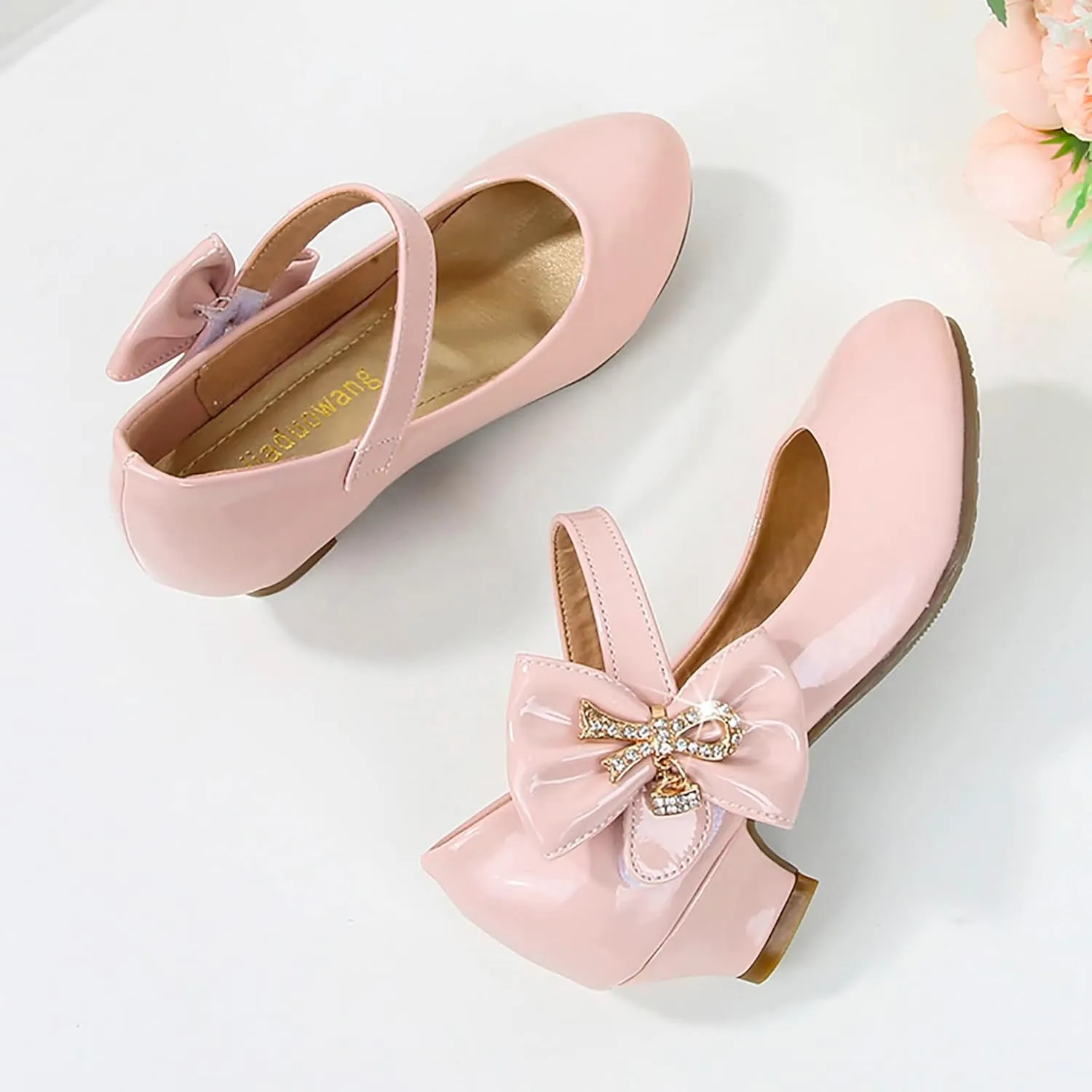 Girls Patent Leather Dress Shoes Toddler Mary Jane Shoes Low Heels Flower Girl Shoes for School Party Wedding