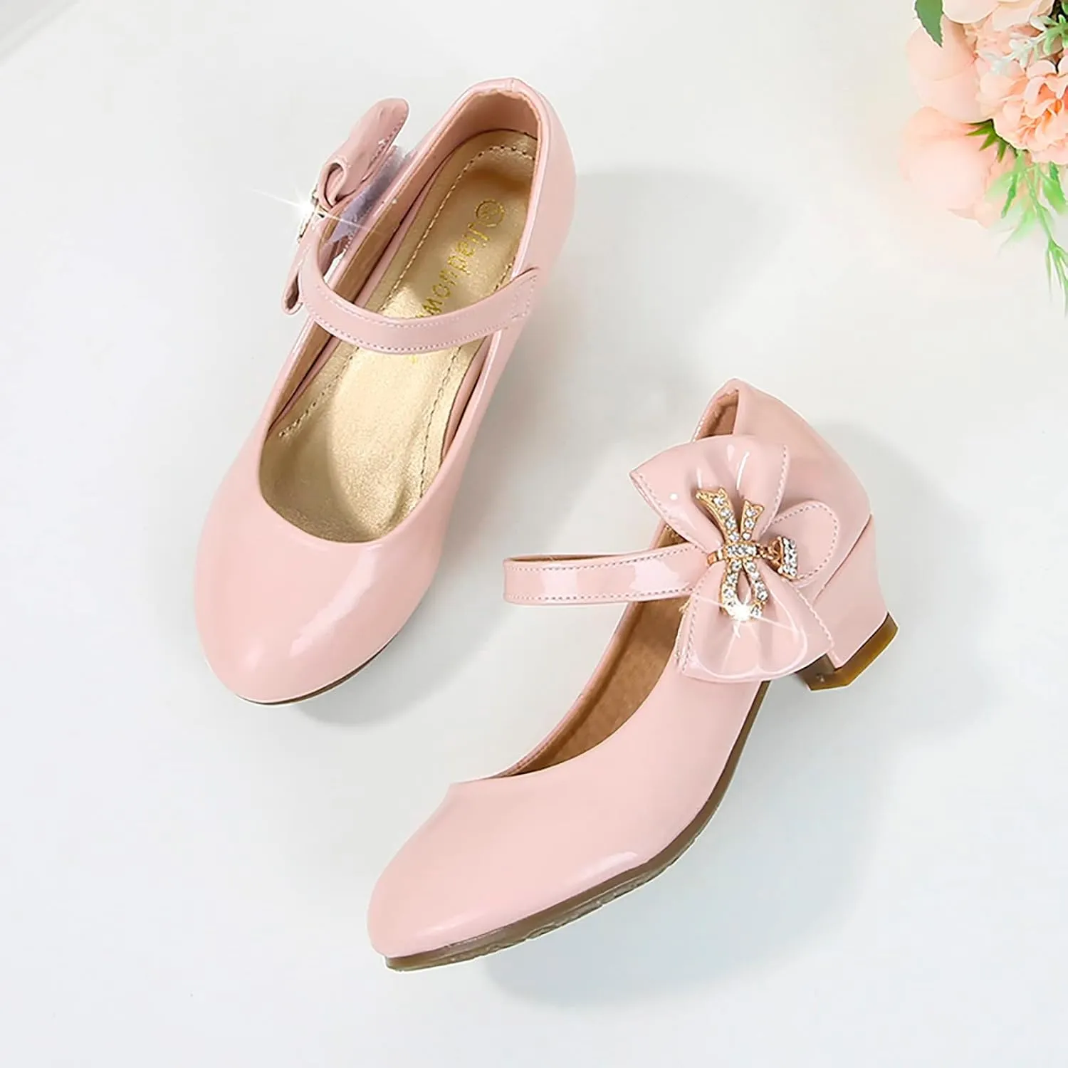 Girls Patent Leather Dress Shoes Toddler Mary Jane Shoes Low Heels Flower Girl Shoes for School Party Wedding
