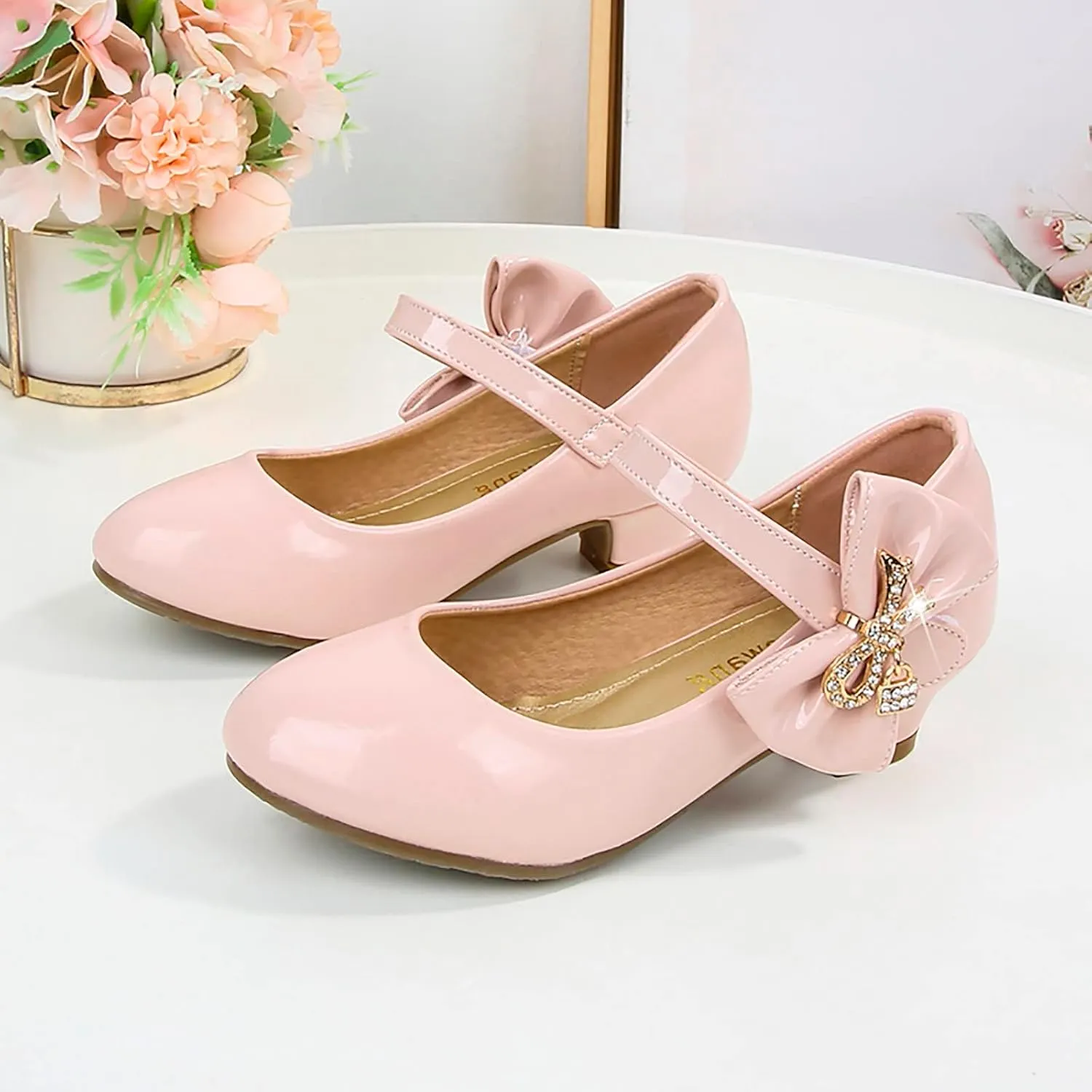 Girls Patent Leather Dress Shoes Toddler Mary Jane Shoes Low Heels Flower Girl Shoes for School Party Wedding