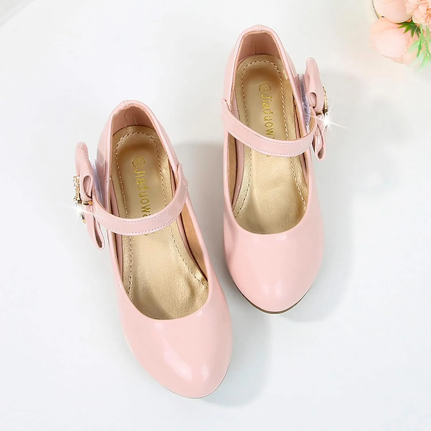 Girls Patent Leather Dress Shoes Toddler Mary Jane Shoes Low Heels Flower Girl Shoes for School Party Wedding
