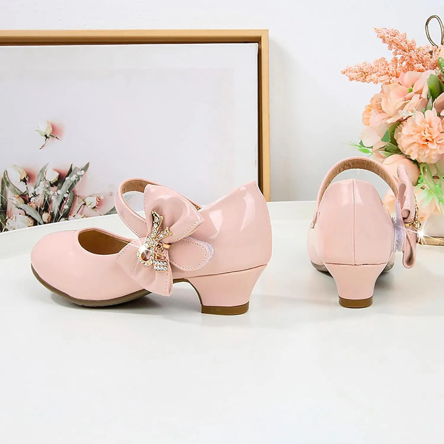 Girls Patent Leather Dress Shoes Toddler Mary Jane Shoes Low Heels Flower Girl Shoes for School Party Wedding