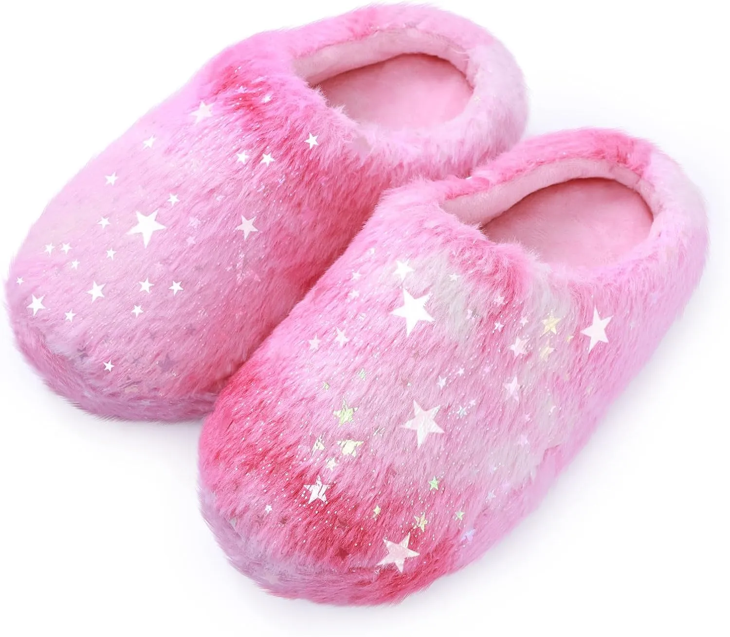 Girls Plush Faux Fur Slip on House Slippers Clog with Memory Foam - Bedroom Slippers Outdoor Indoor Faux Fur Lined