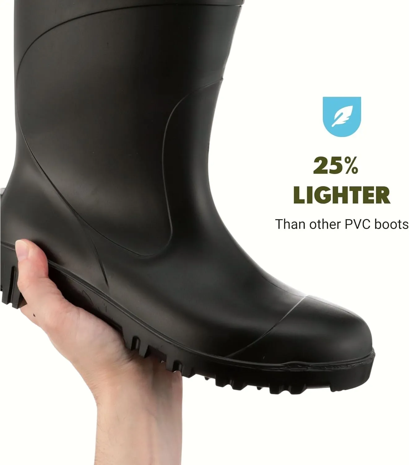 Heartland All Purpose 15 Waterproof Work Boots for Men and Women - Lightweight, Flexible Modern PVC Boots with Easy On/Off, Slip-Resistant Outsoles