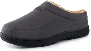 HomeTop Men's Moccasin Slippers Soft Warm Non-slip Memory Foam Indoor House Shoes with Fluffy Lining