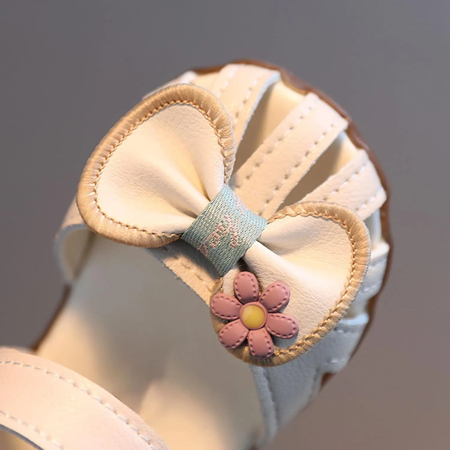 Infant Baby Girls Closed Toe First Walking Sandals Bowknot Soft Sole Anti Slip Princess Wedding Party Dress Shoes