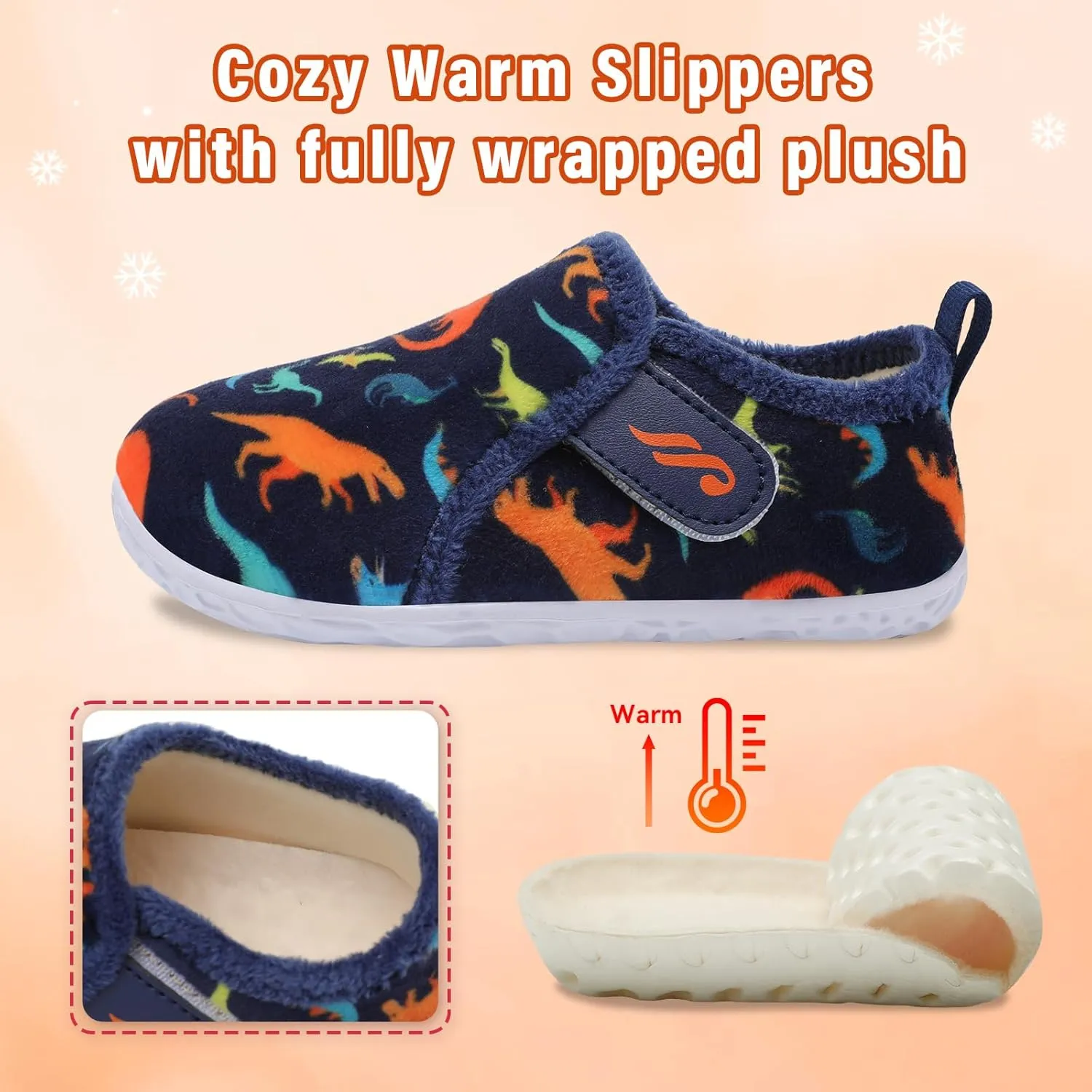 JIASUQI Toddler Slippers Fuzzy Kids Slippers Warm House Shoes for Boys Girls