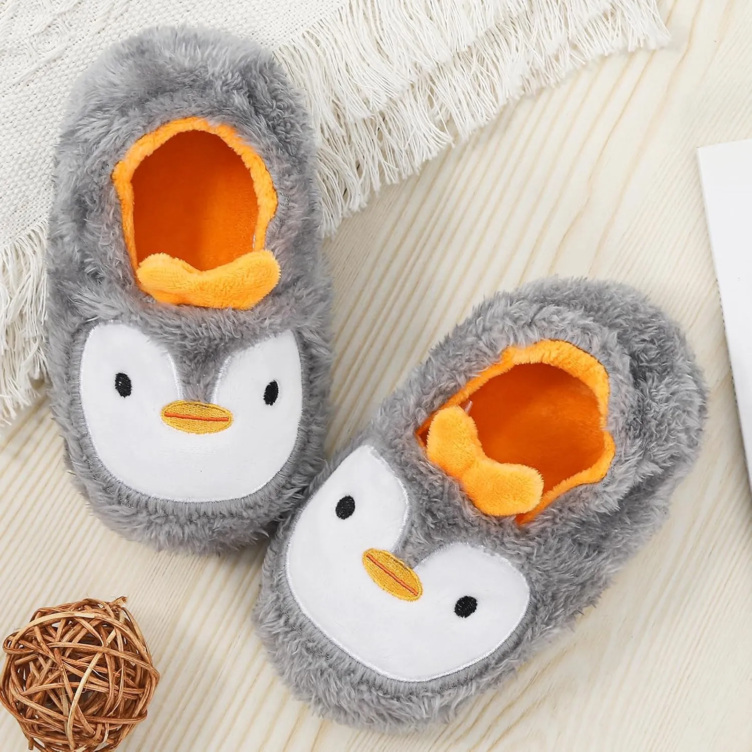 KAKU NANU Toddler Baby Slippers Cute Animal Cartoon Shoes Girls Boys Warm Fleece Winter Household Slippers