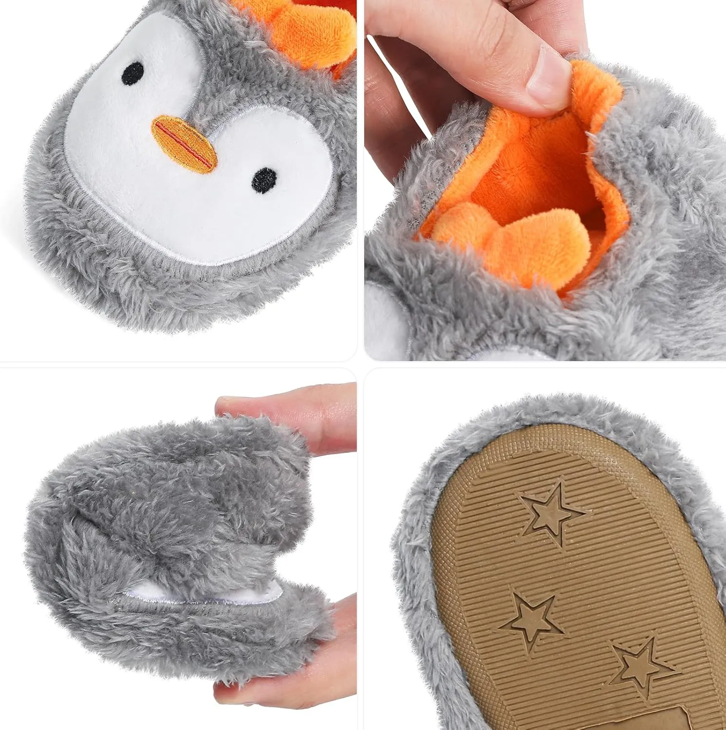KAKU NANU Toddler Baby Slippers Cute Animal Cartoon Shoes Girls Boys Warm Fleece Winter Household Slippers