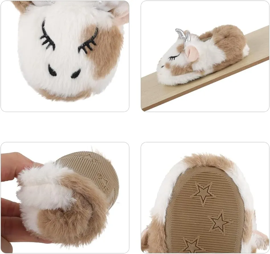 KAKU NANU Toddler Baby Slippers Cute Animal Cartoon Shoes Girls Boys Warm Fleece Winter Household Slippers