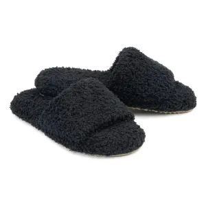 Kashwere Ultra Soft Black Plush Spa Slippers