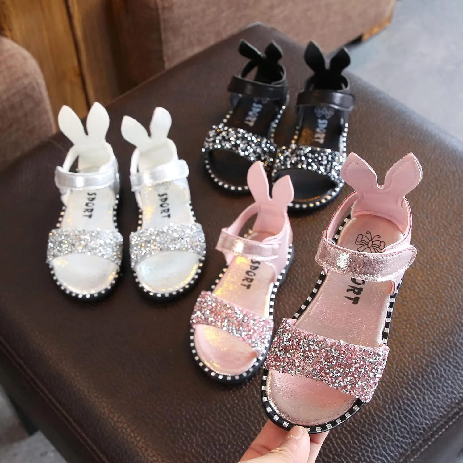 Kids Shoe Slides Toddler Little Girl Dress Sandals Shoes Casual Slip On Ballet Flat Sequins Princess Girls Flip Flops