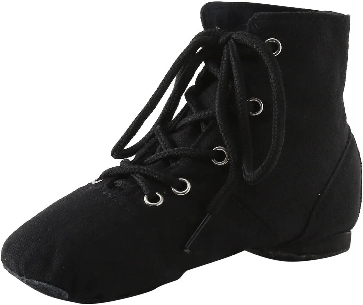 Lace Up Black Jazz Shoes Dance Boots for Girls High Top Canvas Dancing Shoes Split Sole Over Ankle Jazz Boots
