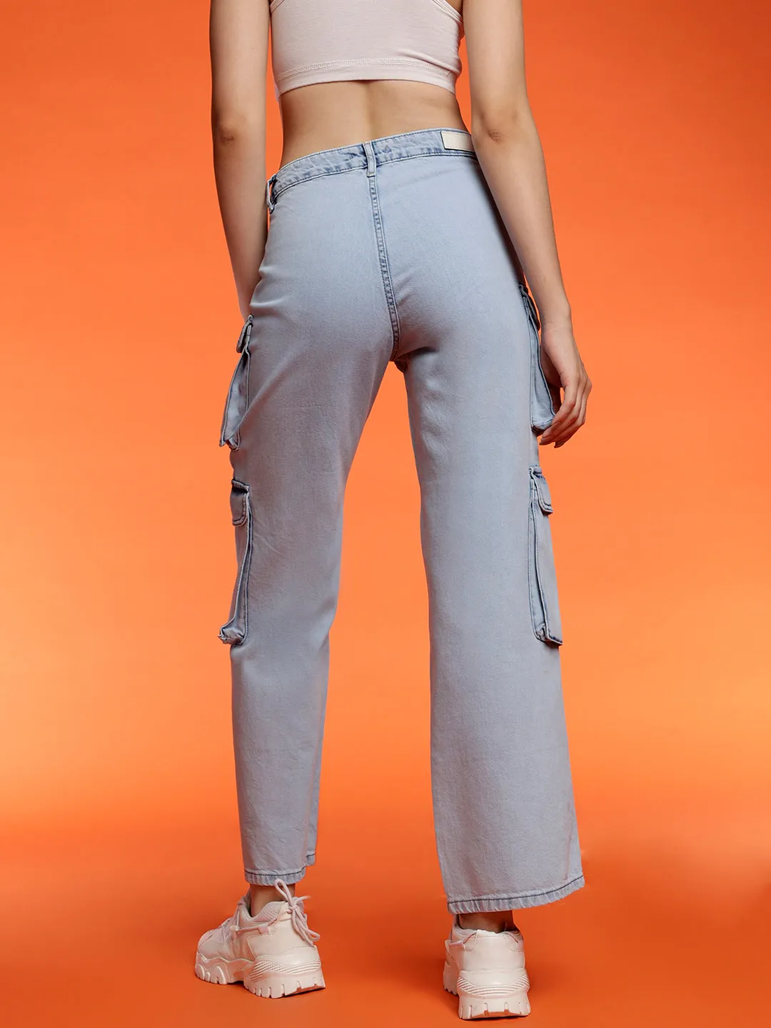 Light Blue Cargo Fit Denim Jeans