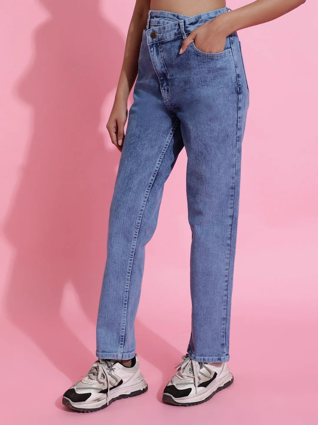 Light Blue Straight Fit Denim Jeans