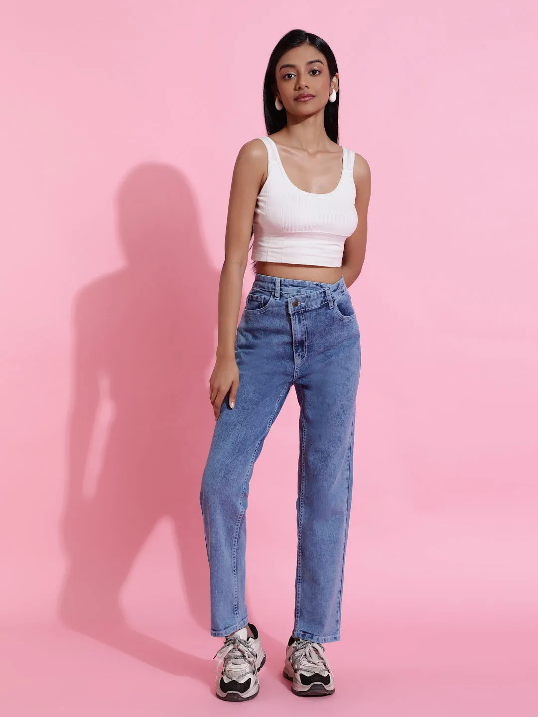 Light Blue Straight Fit Denim Jeans