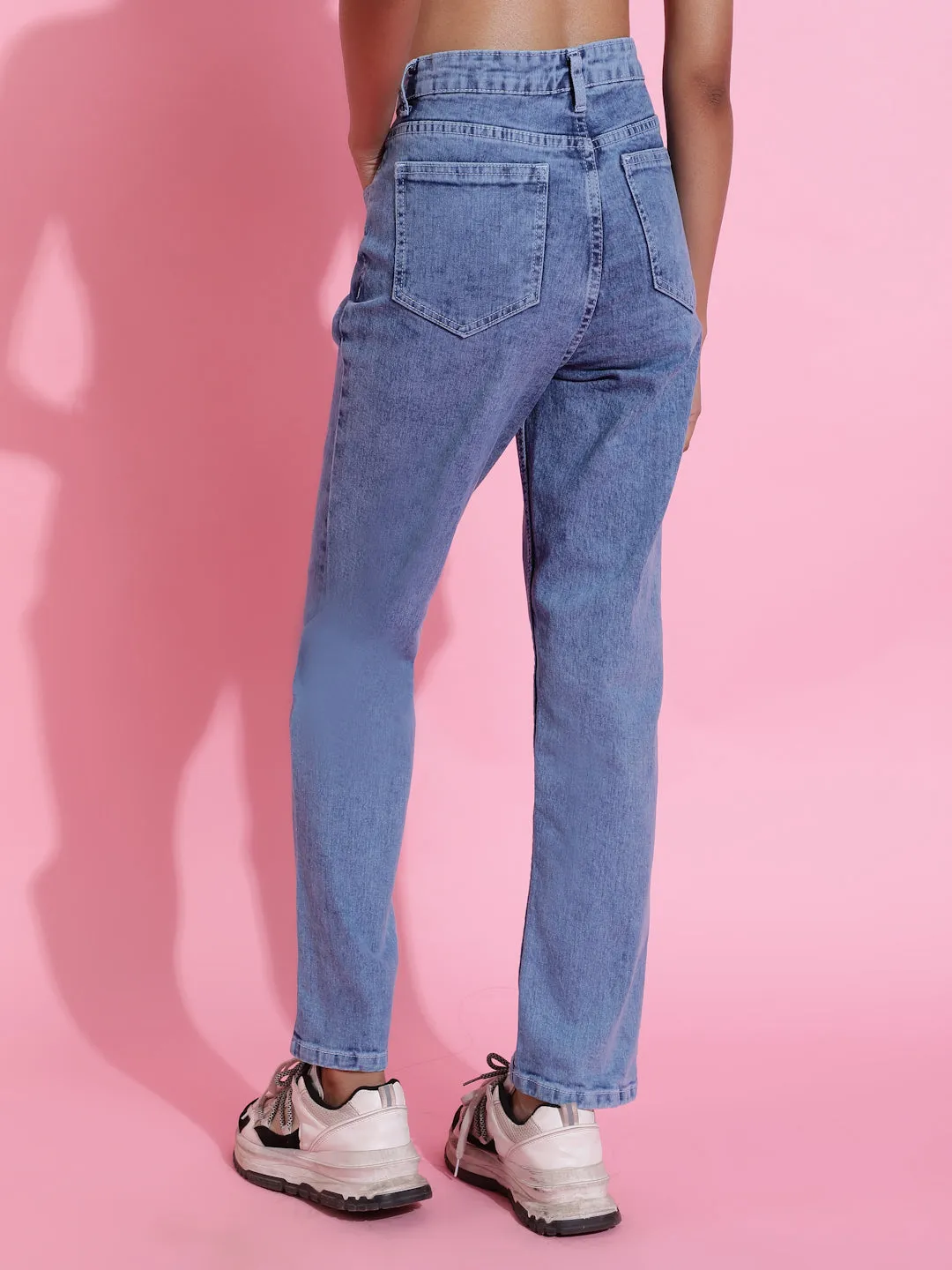 Light Blue Straight Fit Denim Jeans