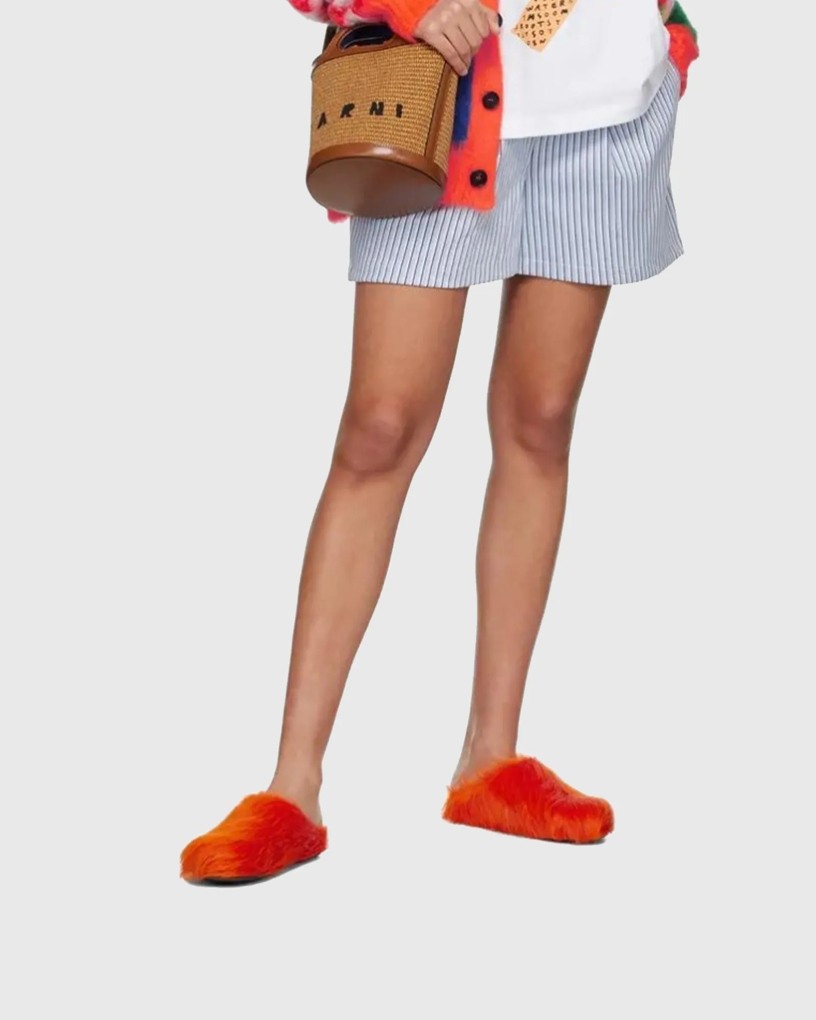 Malvina Feather Slippers In Orange
