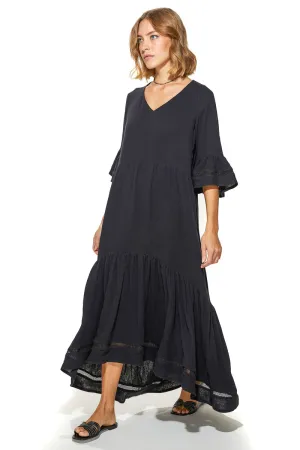 Masa Crinkled Cotton Tiered Dress