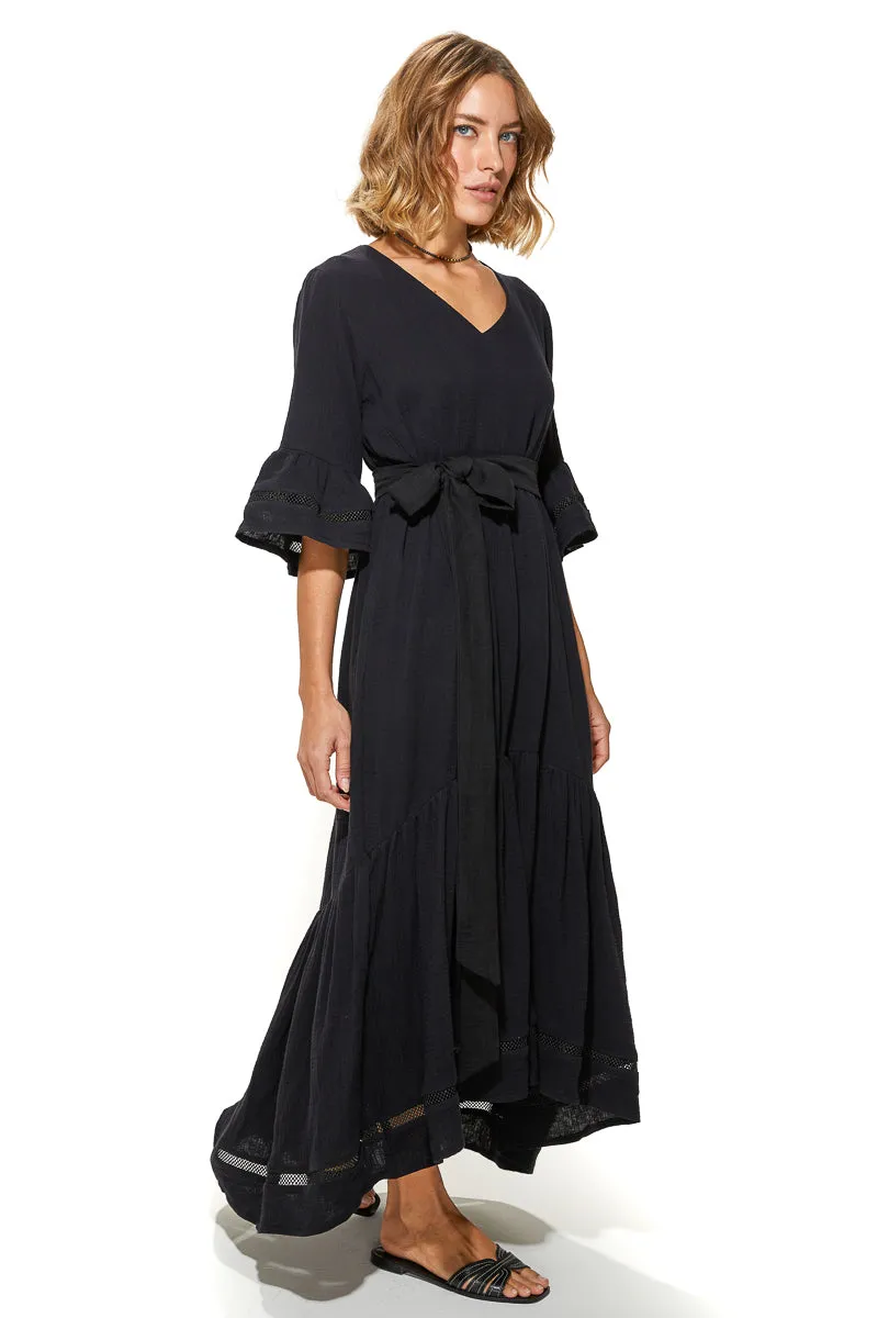 Masa Crinkled Cotton Tiered Dress