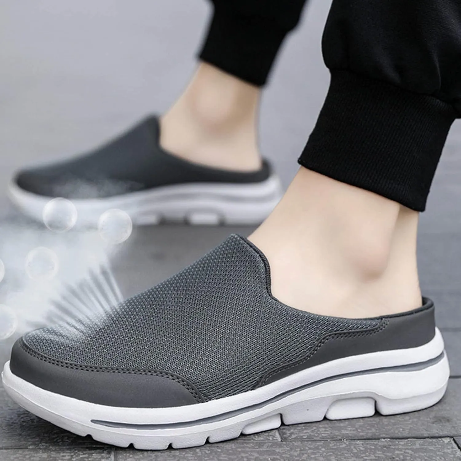 Men Slip on Walking Shoes Comfy Knitted Memory Foam Breathable Mesh Fashion Sneakers Non Slip Arch Support Vacation Training Gym Shoes Wide Width