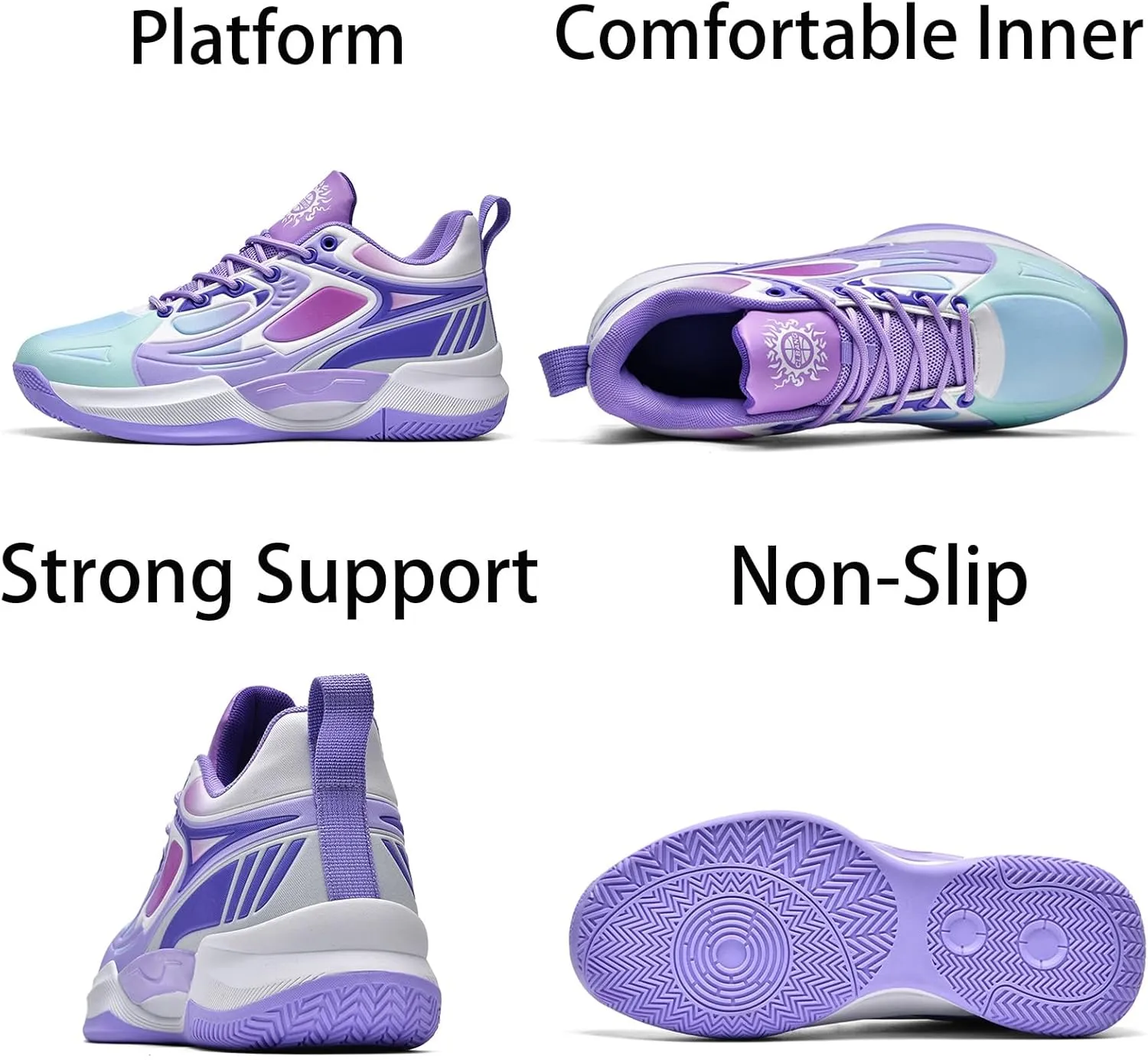 Mens Breathable Lace Up High-Top Basketball Shoes Fashion Comfortable Non-Slip Sneakers for Running Walking Workout Training
