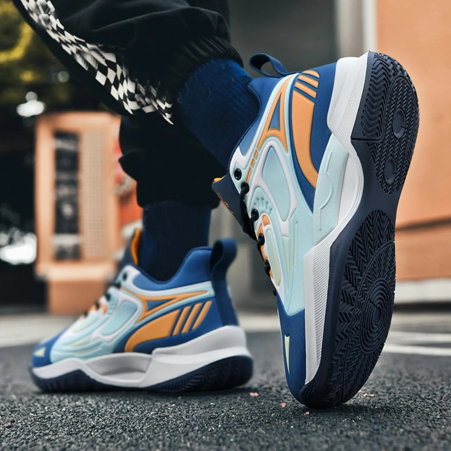 Mens Breathable Lace Up High-Top Basketball Shoes Fashion Comfortable Non-Slip Sneakers for Running Walking Workout Training