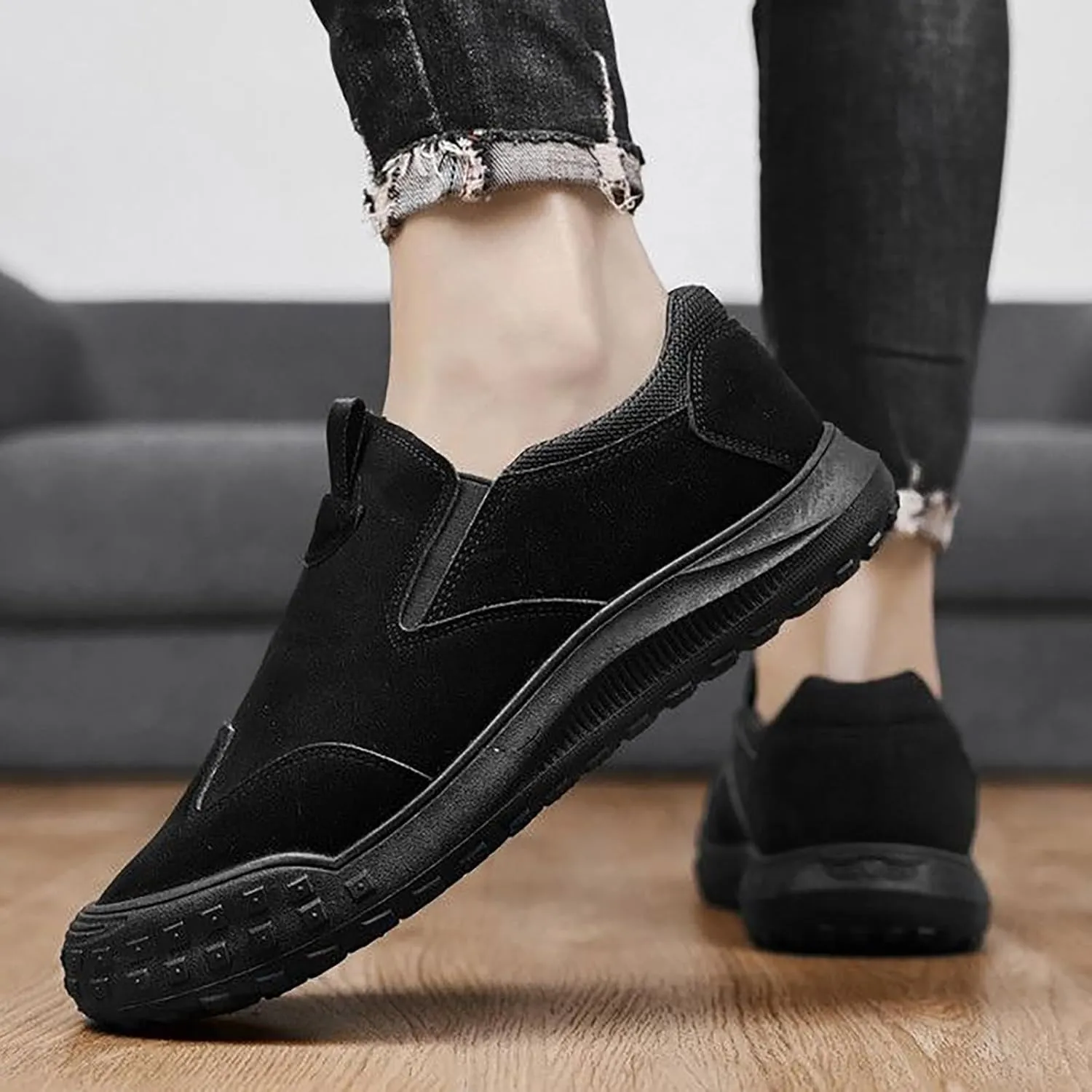 Men's Slip on Walking Shoes Casual Dressy PU Leather Memory Foam Breathable Fashion Sneakers Non Slip Arch Support Vacation Training Gym Shoes Wide Width