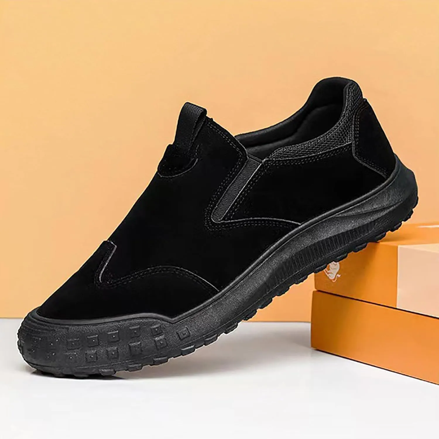 Men's Slip on Walking Shoes Casual Dressy PU Leather Memory Foam Breathable Fashion Sneakers Non Slip Arch Support Vacation Training Gym Shoes Wide Width