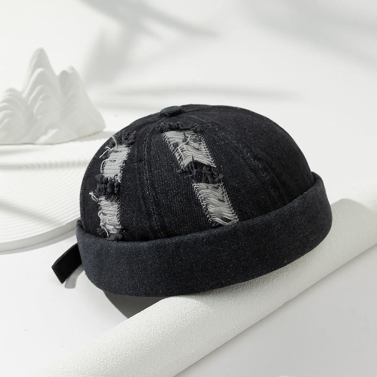 Men's Street Fashion Wash Denim Cap With Holes