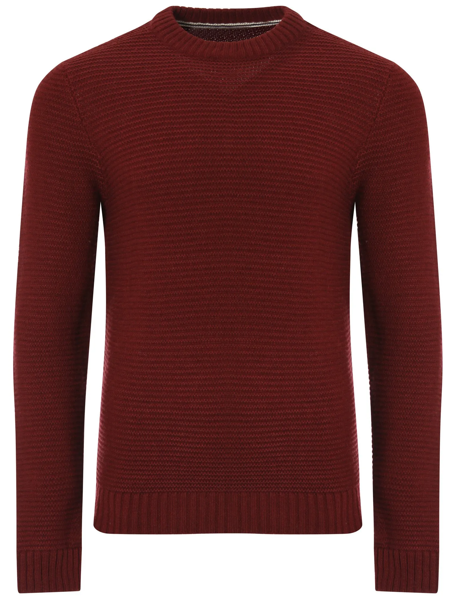 Men's textured wool blend oxblood jumper