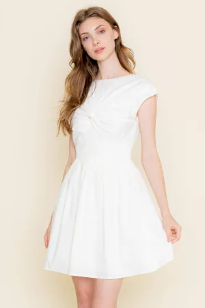 MINIMALIST SMOCK WAIST FRONT TWIST MINI DRESS