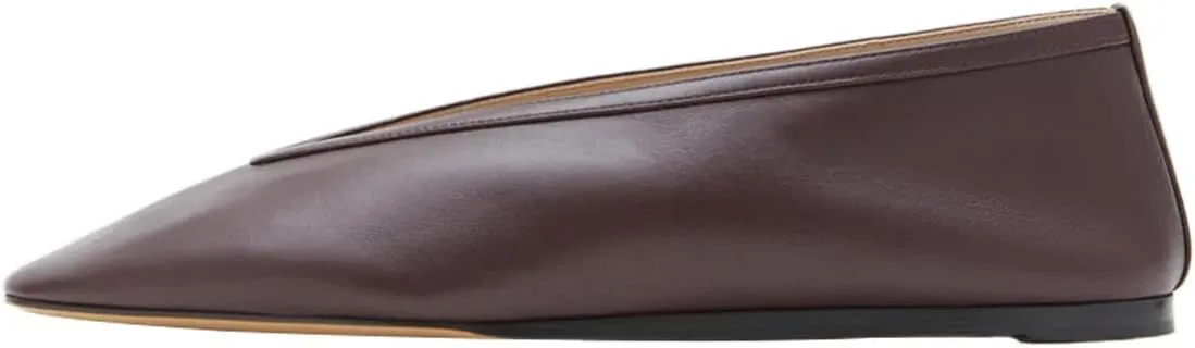 miss left Women Classic Closed Round Toe V-Cut Ballet Flats Comfortable Slip on Ballroom Dance Daily Commuting Shoes Size 4-16 US