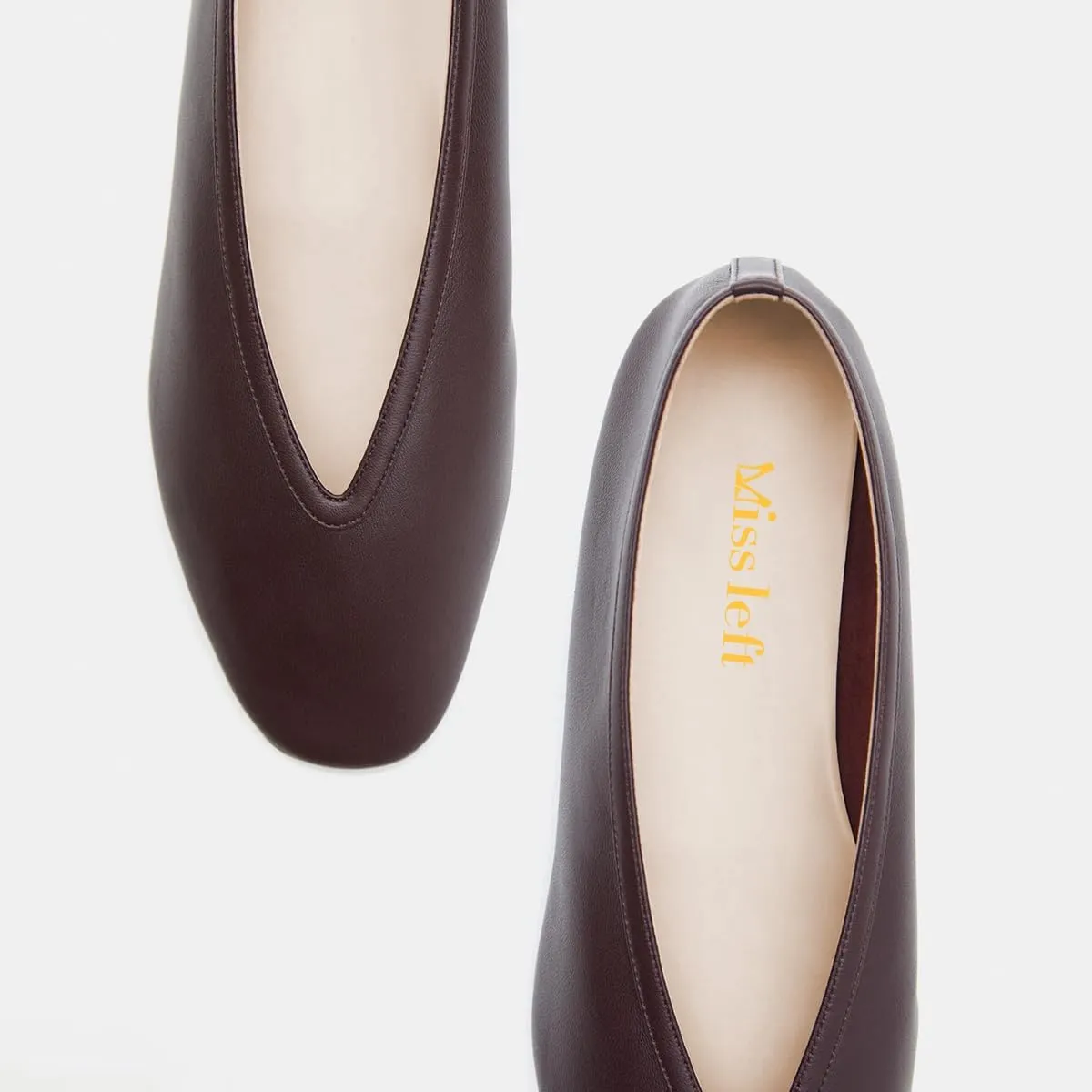 miss left Women Classic Closed Round Toe V-Cut Ballet Flats Comfortable Slip on Ballroom Dance Daily Commuting Shoes Size 4-16 US
