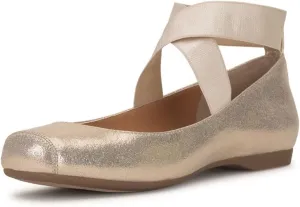 miss left Women's Stretchy Crisscross Strap Ballerina Flats Closed Square Toe Slip On Comfy Dance Party Shoe Size 4-16 US