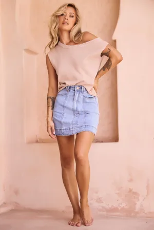 More Is More Denim Mini Skirt - Washed Blue